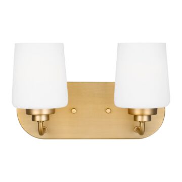 Windom 2-Light Bathroom Vanity Light in Satin Brass