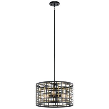 Aldergate Three Light Pendant Semi Flush Mount in Black by Kichler
