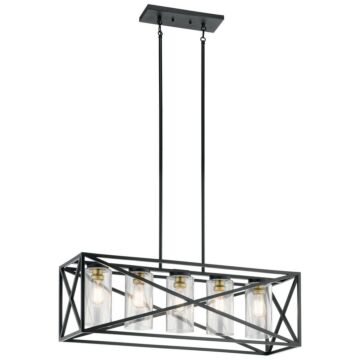Moorgate Five Light Linear Chandelier in Black by Kichler
