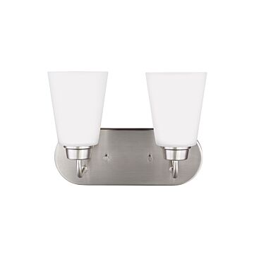 Generation Lighting Kerrville 2-Light 12" Bathroom Vanity Light in Brushed Nickel