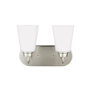 Generation Lighting Kerrville 2-Light 12" Bathroom Vanity Light in Brushed Nickel