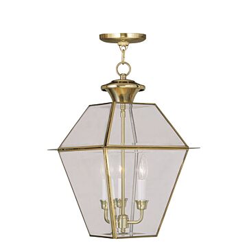 Westover 3-Light Outdoor Pendant in Polished Brass