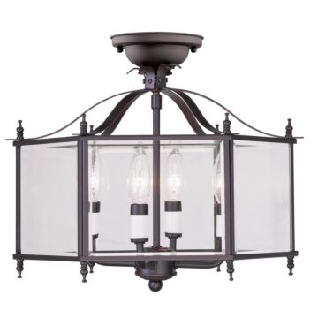 Livingston 4-Light Pendant with Ceiling Mount in Bronze