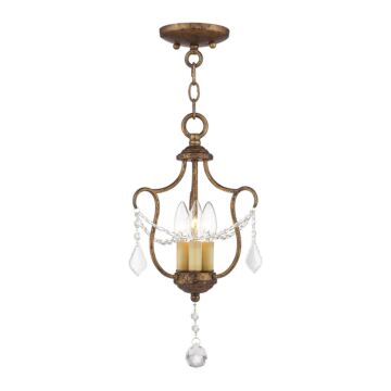 Chesterfield 3-Light Mini Pendant with Ceiling Mount in Hand Applied Venetian Golden Bronze