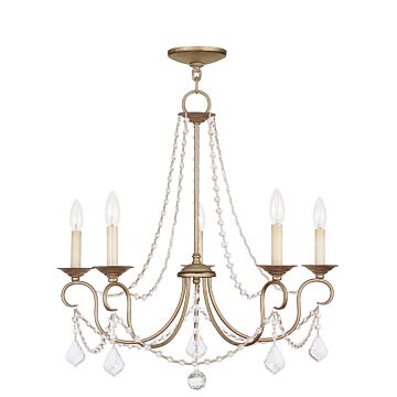 Pennington 5-Light Chandelier in Hand Applied Antique Silver Leaf