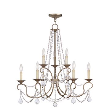 Pennington 9-Light Chandelier in Hand Applied Antique Silver Leaf
