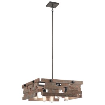 Cuyahoga Mill Five Light Pendant in Anvil Iron by Kichler