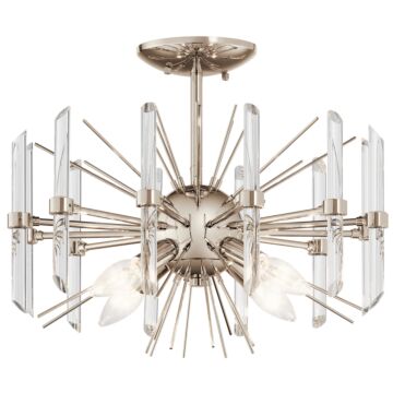 Eris Four Light Semi Flush Mount in Polished Nickel by Kichler