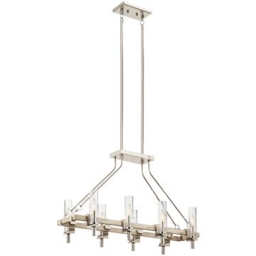 Telan Eight Light Linear Chandelier in White Washed Wood by Kichler