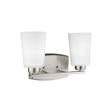 Franport 2-Light Bathroom Vanity Light in Brushed Nickel