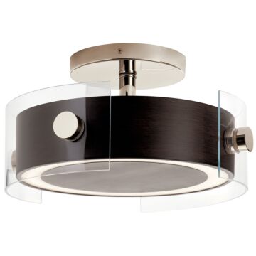 Tig 2-Light LED Semi-Flush Mount in Walnut Wood