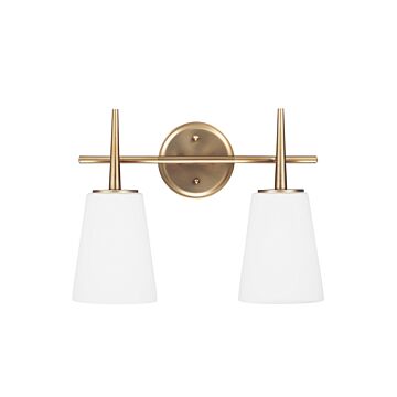 Generation Lighting Driscoll 2-Light Bathroom Vanity Light in Satin Brass