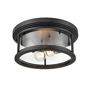 Bresley Two Light Flush Mount in Powder Coat Black by Millennium