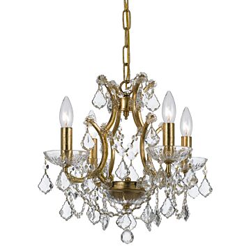 Filmore Four Light Mini Chandelier in Antique Gold by Crystorama