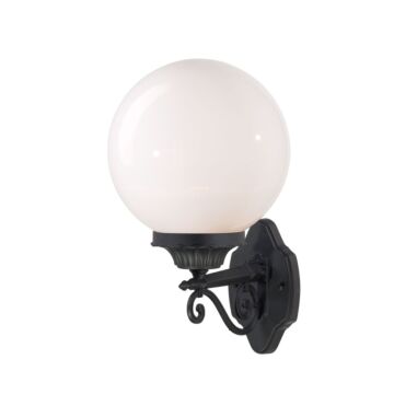 Havana 1-Light Matte Black Wall Light With White Acrylic Globe