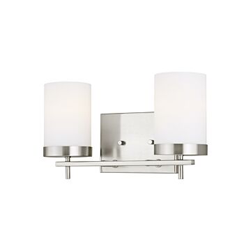 Sea Gull Zire 2 Light LED Bathroom Vanity Light in Brushed Nickel