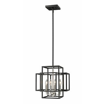 Z-Lite Titania 4-Light Pendant Light In Black With Brushed Nickel