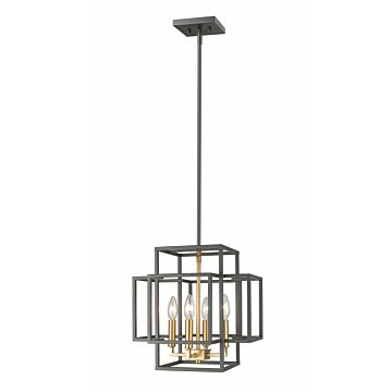 Z-Lite Titania 4-Light Pendant Light In Bronze With Olde Brass