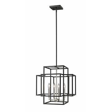Z-Lite Titania 4-Light Pendant Light In Black With Brushed Nickel