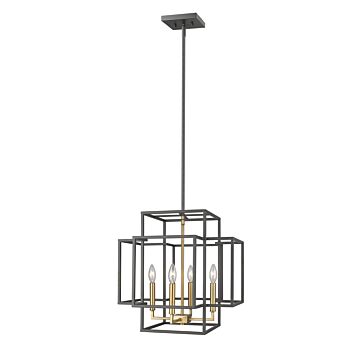 Z-Lite Titania 4-Light Pendant Light In Bronze With Olde Brass