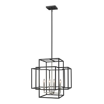 Z-Lite Titania 4-Light Pendant Light In Black With Brushed Nickel