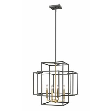 Z-Lite Titania 4-Light Pendant Light In Bronze With Olde Brass