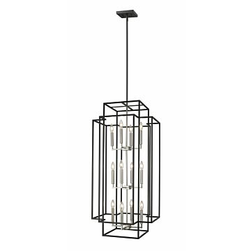 Z-Lite Titania 12-Light Pendant Light In Black With Brushed Nickel