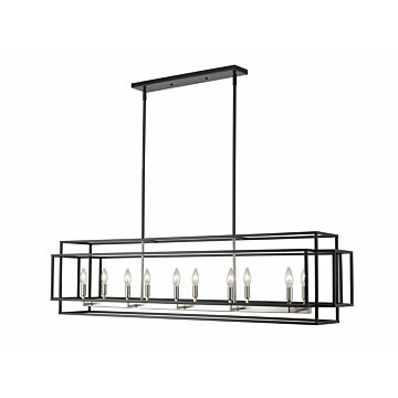 Z-Lite Titania 10-Light Chandelier In Black With Brushed Nickel