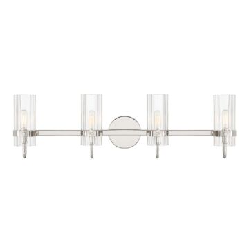 Brook 4-Light Bathroom Vanity Light in Polished Nickel