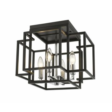 Z-Lite Titania 4-Light Flush Mount Ceiling Light In Black With Chrome