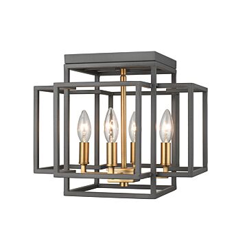 Z-Lite Titania 4-Light Flush Mount Ceiling Light In Bronze With Olde Brass