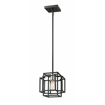 Z-Lite Titania 1-Light Mini Pendant Light In Black With Brushed Nickel