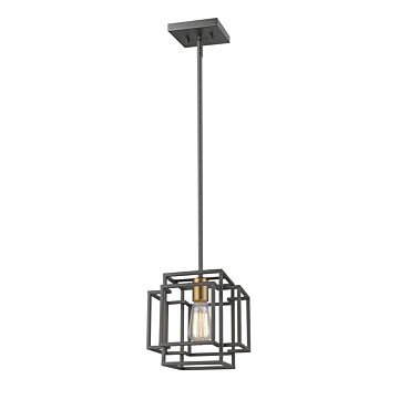 Z Lite Titania 1 Light Mini Pendant Light In Bronze With Olde Brass