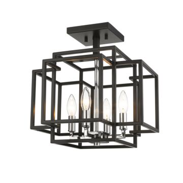 Z-Lite Titania 4-Light Semi Flush Mount Ceiling Light In Black With Chrome