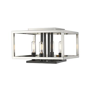 Z-Lite Quadra 4-Light Flush Mount Ceiling Light In Brushed Nickel With Black