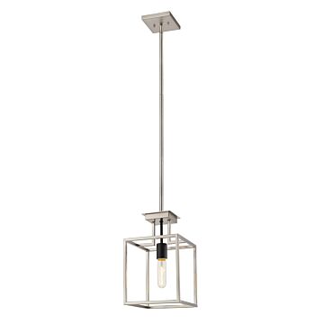 Z-Lite Quadra 1-Light Mini Pendant Light In Brushed Nickel With Black