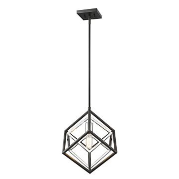 Z-Lite Euclid 1-Light Mini Pendant Light In Chrome With Matte Black
