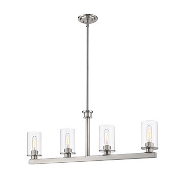 Z-Lite Savannah 4-Light Linear Pendant Light In Brushed Nickel