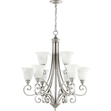 Bryant Nine Light Chandelier in Classic Nickel by Quorum International