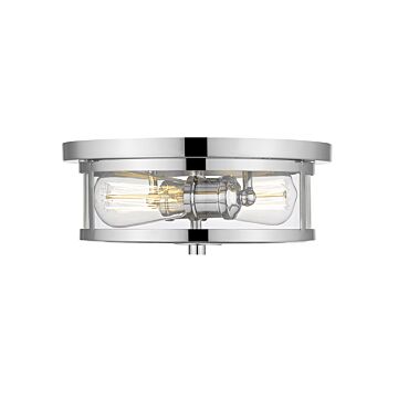 Z-Lite Savannah 2-Light Flush Mount Ceiling Light In Chrome