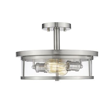 Z-Lite Savannah 2-Light Semi Flush Mount Ceiling Light In Brushed Nickel