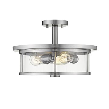 Z-Lite Savannah 3-Light Semi Flush Mount Ceiling Light In Brushed Nickel