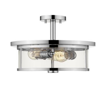 Z-Lite Savannah 3-Light Semi Flush Mount Ceiling Light In Chrome