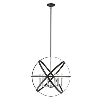 Z-Lite Cavallo 6-Light Pendant Light In Hammered Black With Chrome