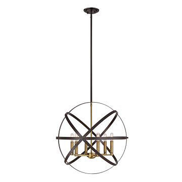 Z-Lite Cavallo 6-Light Pendant Light In Hammered Bronze With Olde Brass