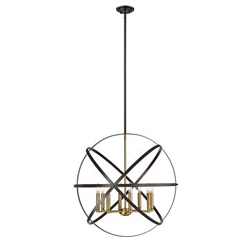 Z-Lite Cavallo 8-Light Pendant Light In Hammered Bronze With Olde Brass