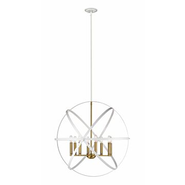 Z-Lite Cavallo 8-Light Pendant Light In Hammered White With Olde Brass