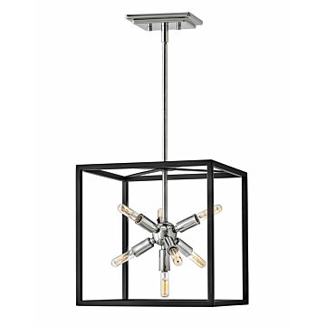 Hinkley Aros 7-Light Pendant In Black With Polished Nickel Accents