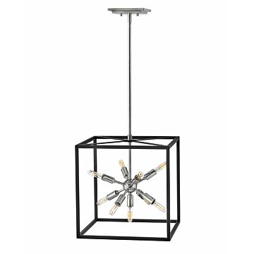 Hinkley Aros 9-Light Pendant In Black With Polished Nickel Accents