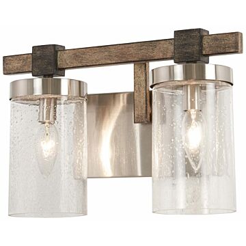 Bridlewood Two Light Bath in Stone Grey WBrushed Nickel by MinkaLavery